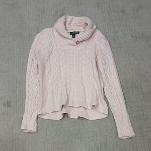 LAUREN by Ralph Lauren Women's Pink Cable Knit Sweater